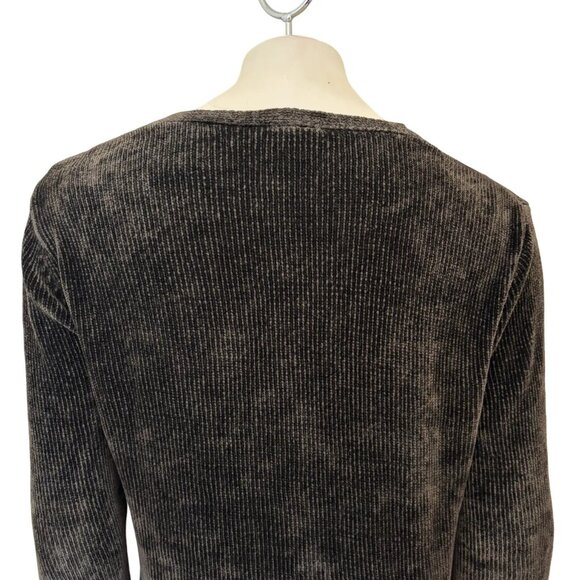 CP SHADES Button Front V-neck Ribbed Chenille Cardigan in Dark Brown SZ S - Picture 5 of 10